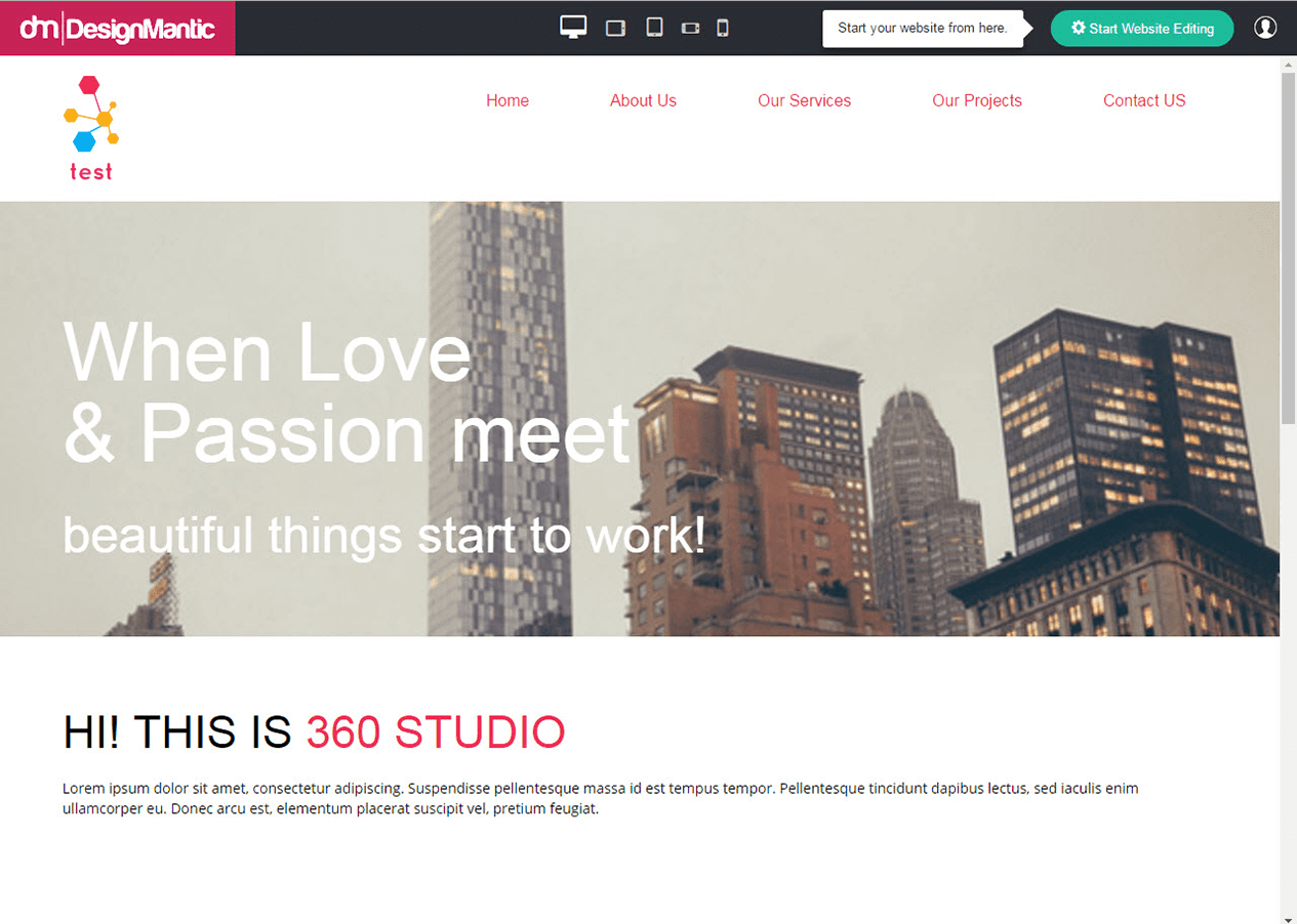Login to website editor and click on "Start Editing Website" at the top right hand corner.