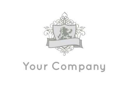 shield with banner and swirl design icon