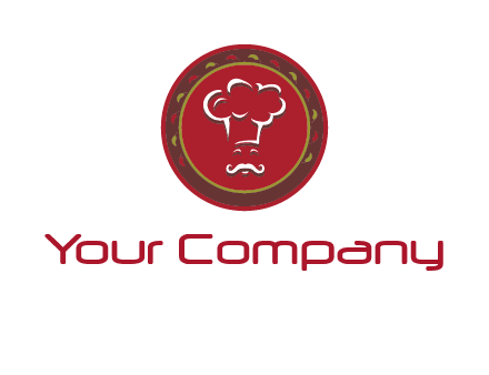 chef with hat in circle with pattern ring restaurant logo