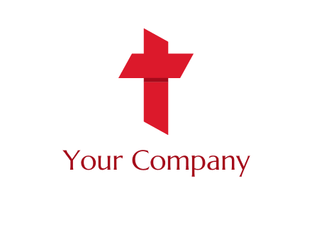 Alphabet T in cross icon