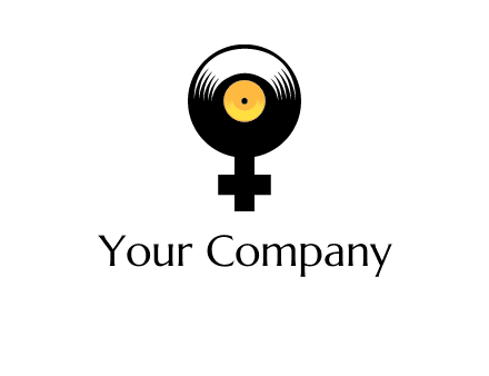 cross sign with gramophone cd logo