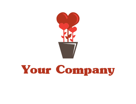 Heart Flowers Pot Icon