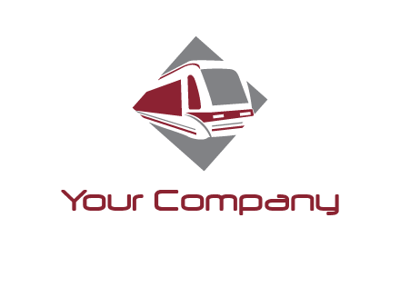electric train in square transportation logo