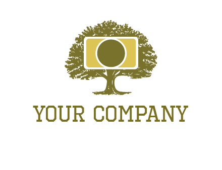 rectangle camera and tree photography logo