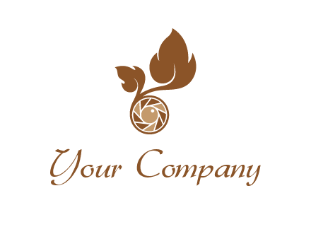 shutter in circle with iris and leaves photography logo