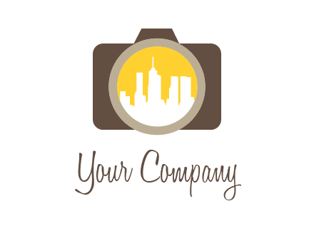 skyscrapers in camera lens photography logo