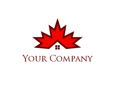 Canadian real estate logo with a house inside a maple leaf