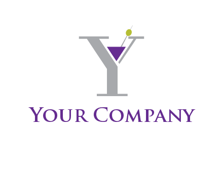 wine with olive inside letter Y logo