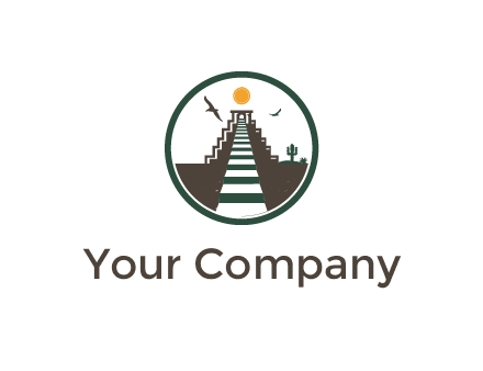 stair case going up with birds and sun in circle