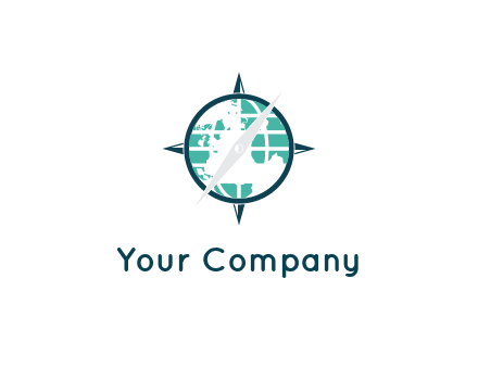 globe in compass with arrow