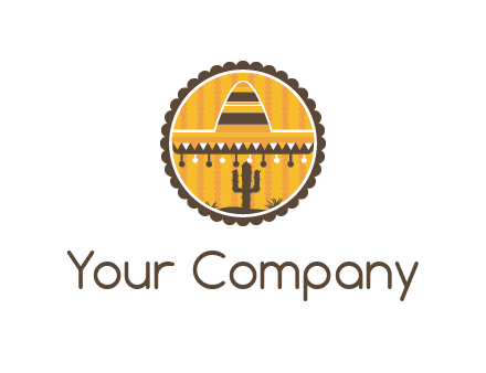 Mexican hat with cactus in circle