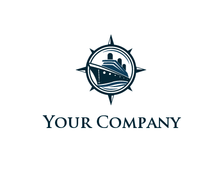 cruise ship in circle with compass arrows
