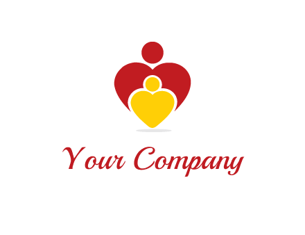 caring people in heart shape graphic