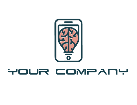 line art brain in smartphone