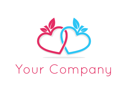 line art hearts with leaves interlocked with eachother