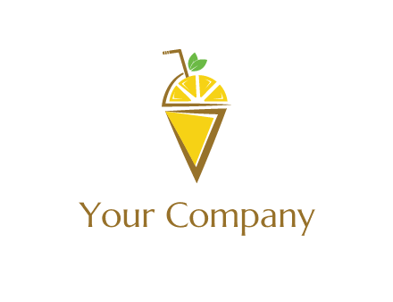 lemon with leaves and straw on cone