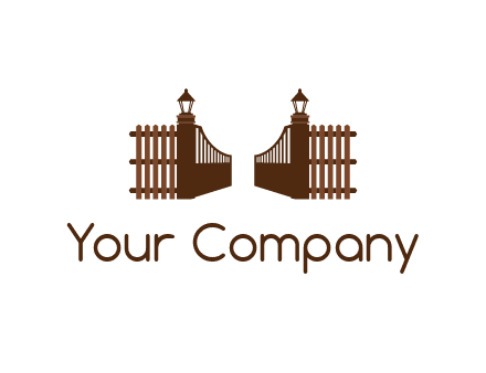 opening gate with lamps and fences