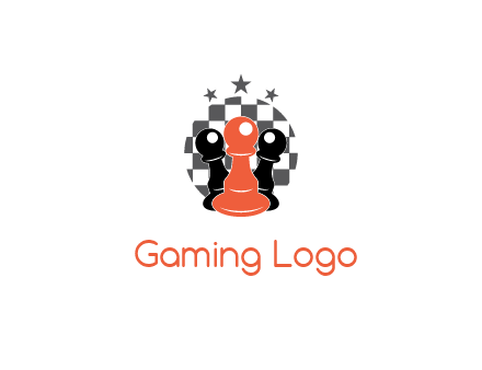 checkered circle with star behind chess pieces