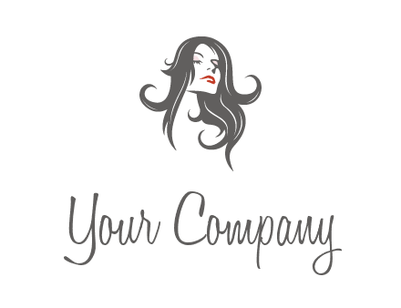 head of woman with long hair beauty logo icon