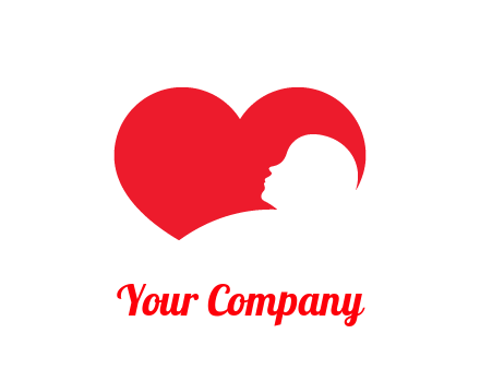 negative spacing child head in heart