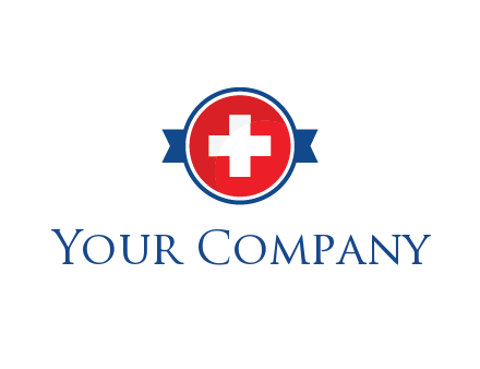 first aid sign in circle with ribbon