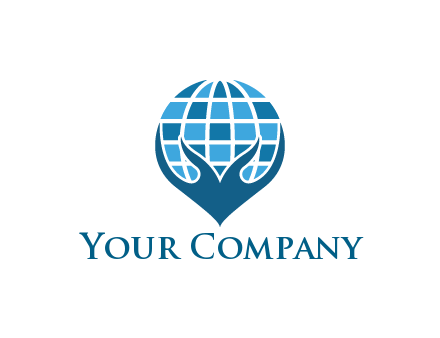 abstract hands under digital globe