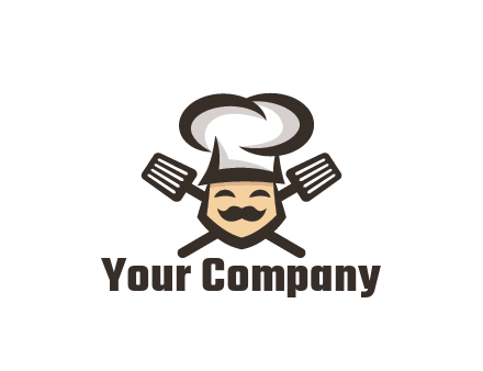 spatula behind chef wearing chef hat