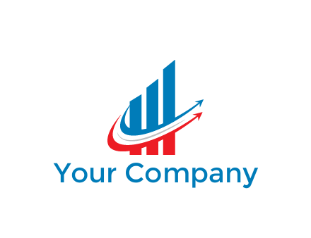 bar graph with swooshes arrows