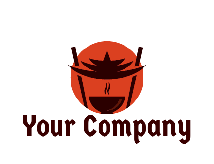 chopsticks with soup bowl food logo