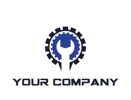 negative spacing of wrench in gear engineering logo