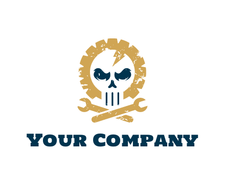 skull in gear with wrench engineering logo