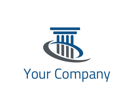 pillar with swoosh around legal logo