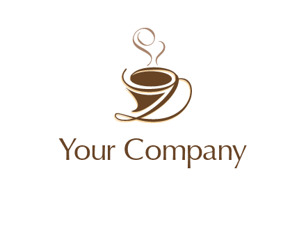 fancy abstract coffee cup with steam beverage logo