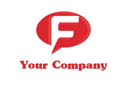 letter f inside the speech bubble logo