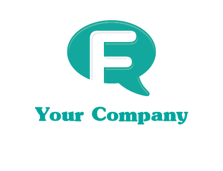 letter f inside the speech bubble logo