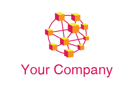 cubes and lines sphere communication logo
