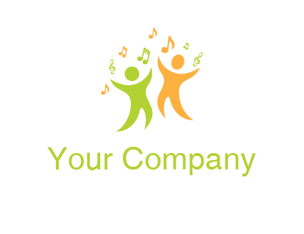 swoosh kids playing with music notes logo