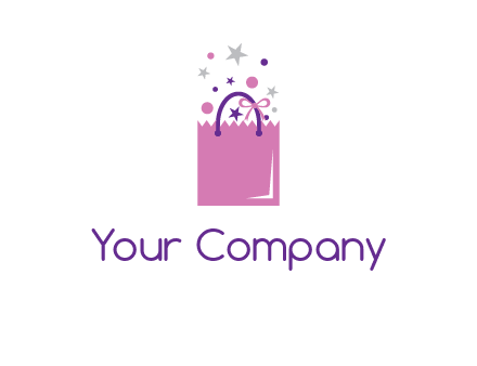 shopping bag with ribbons and stars logo