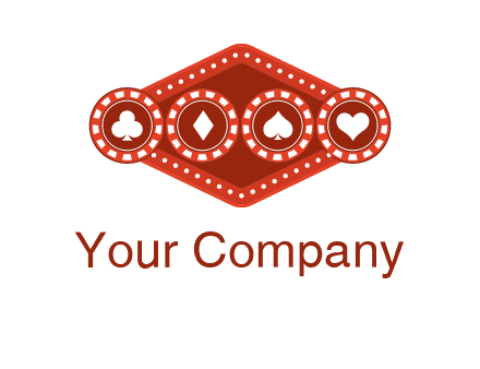club diamond spade heart in gambling chips logo