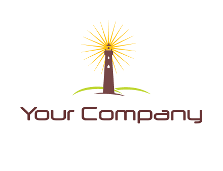 lighthouse with rays logo