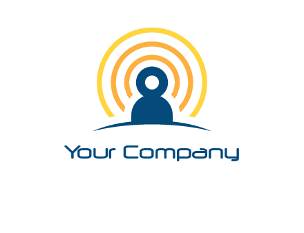 abstract person placed in front of communication circles logo