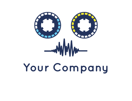 cassette reel with sound waves logo