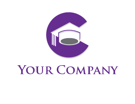 graduation hat in letter C logo