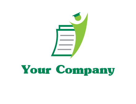 happy swoosh student against pages with graduation hat logo icon