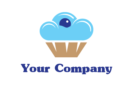 cloud forming cupcake with berry food logo